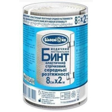 Бинт медичний еластичних середньої розтяжності 8см × 2 м (Білосніжка) Бинт медичний еластичних середньої розтяжності 8см × 2 м (Білосніжка)